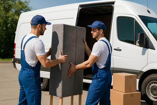 Möbeltransport per Beiladung Bochum – Sofa wird in den Transporter geladen